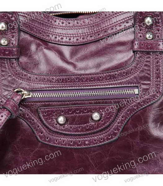 Balenciaga Velo Small Dark Purple Calfskin Leather Tote Bag-6