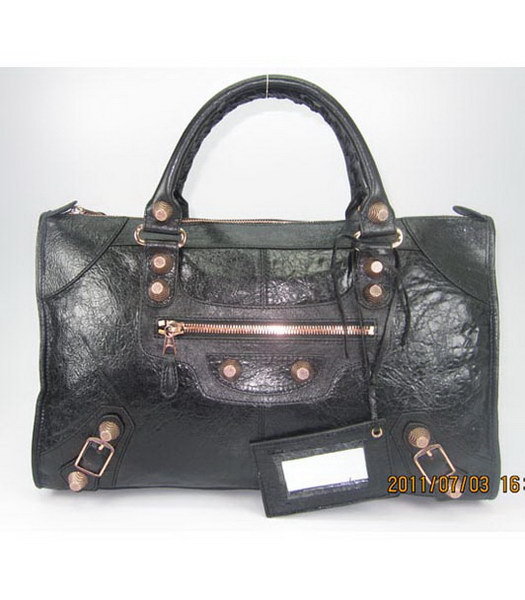Balenciaga Work Large Handbag in Black Lambskin