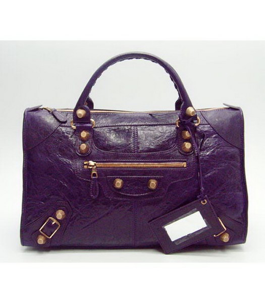 Balenciaga Work Large Handbag in Purple Lambskin