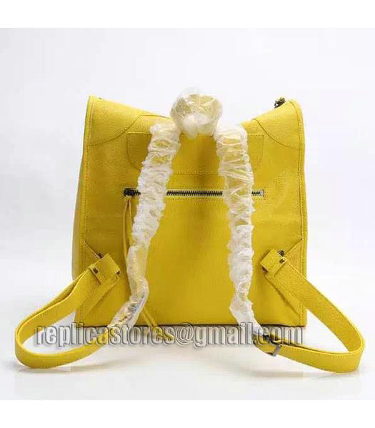 Balenciaga Yellow Original Lambskin Leather Backpack Gun Nails-3