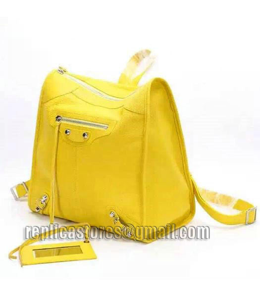 Balenciaga Yellow Original Lambskin Leather Backpack Silver Nails-1