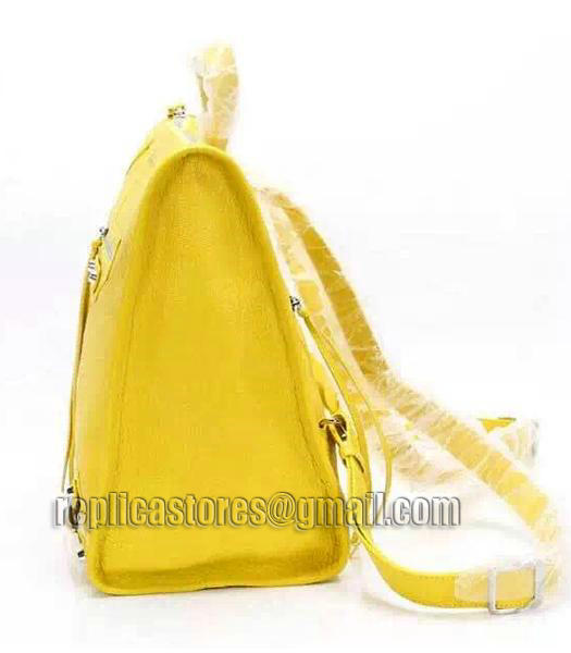 Balenciaga Yellow Original Lambskin Leather Backpack Silver Nails-4