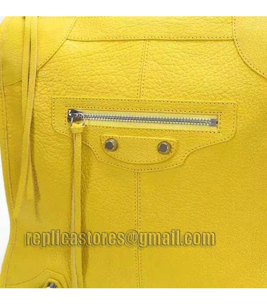 Balenciaga Yellow Original Lambskin Leather Backpack Silver Nails-5