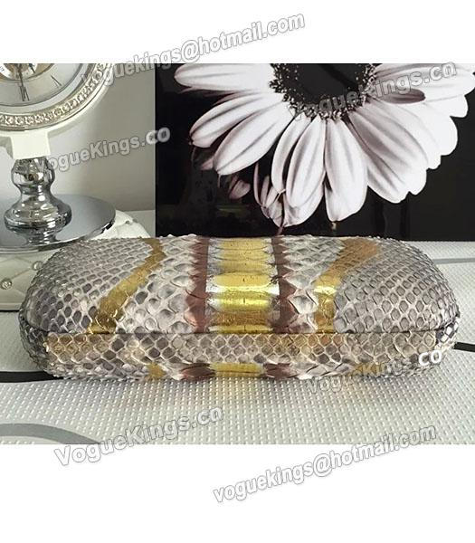Bottega Veneta 25cm Knot Snake Veins Leather Clutch Bag Apricot&Gold-2