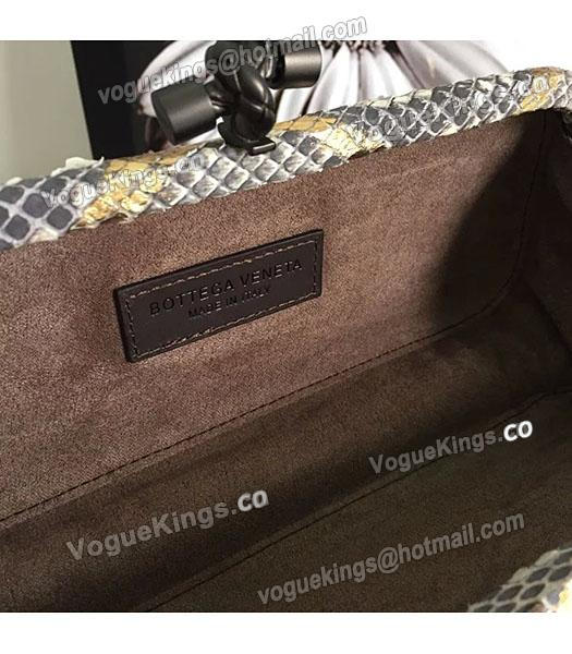 Bottega Veneta 25cm Knot Snake Veins Leather Clutch Bag Apricot&Gold-4