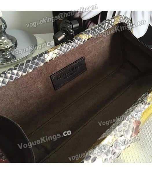 Bottega Veneta 25cm Knot Snake Veins Leather Clutch Bag Apricot&Gold-5