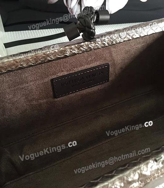 Bottega Veneta 25cm Knot Snake Veins Leather Clutch Bag Champagne Gold-3