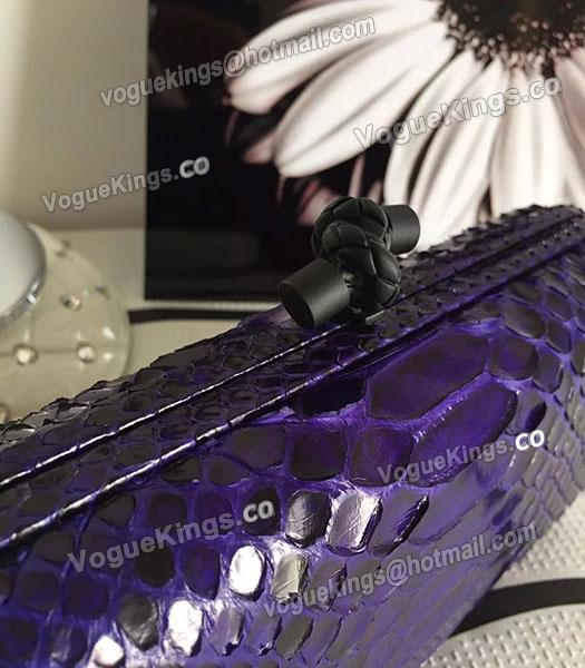 Bottega Veneta 25cm Knot Snake Veins Leather Clutch Bag Dark Purple-4