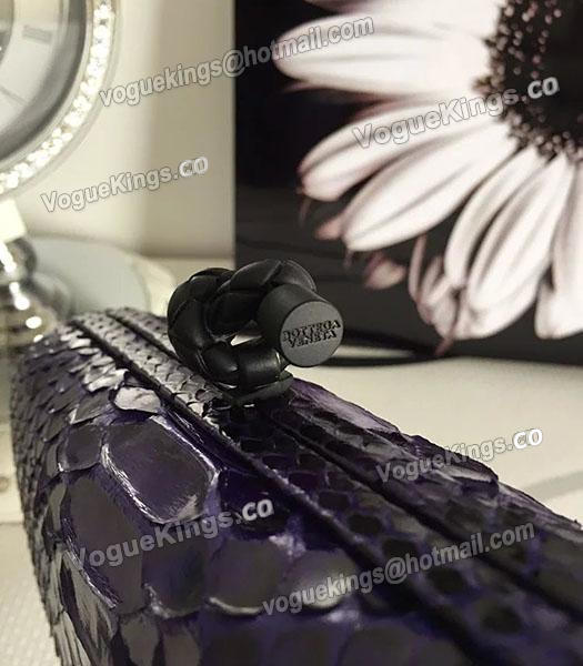 Bottega Veneta 25cm Knot Snake Veins Leather Clutch Bag Dark Purple-5