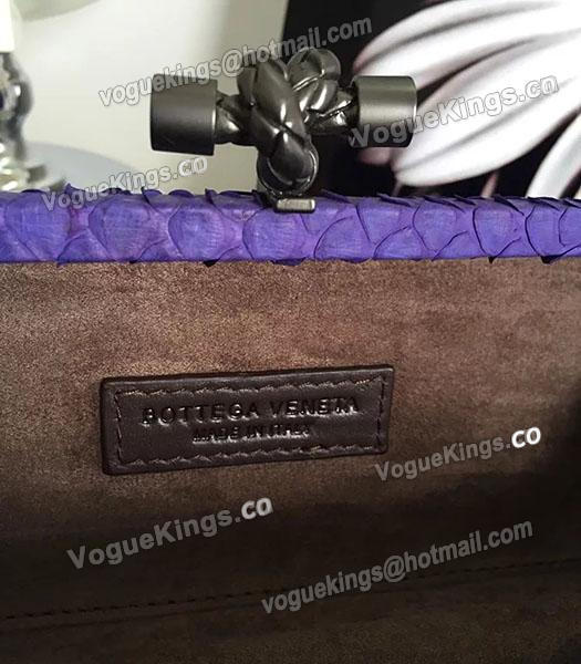 Bottega Veneta 25cm Knot Snake Veins Leather Clutch Bag Purple-5