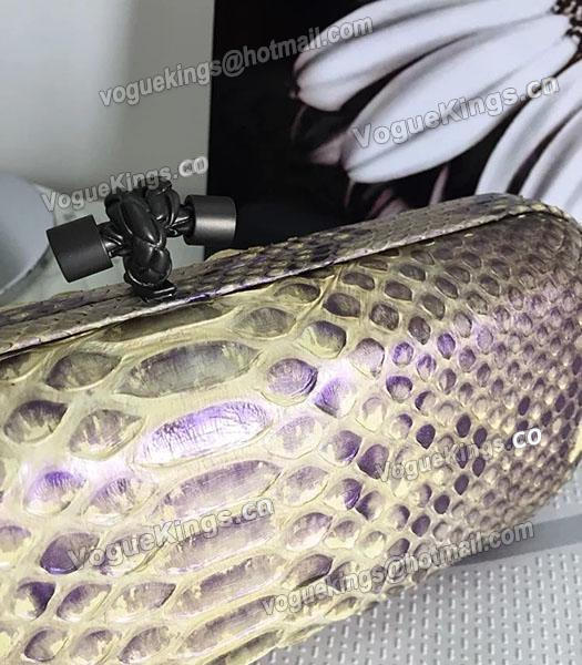 Bottega Veneta 25cm Knot Snake Veins Leather Clutch Bag Purple&Gold-1