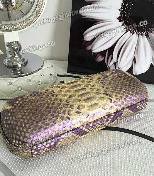 Bottega Veneta 25cm Knot Snake Veins Leather Clutch Bag Purple&Gold-3