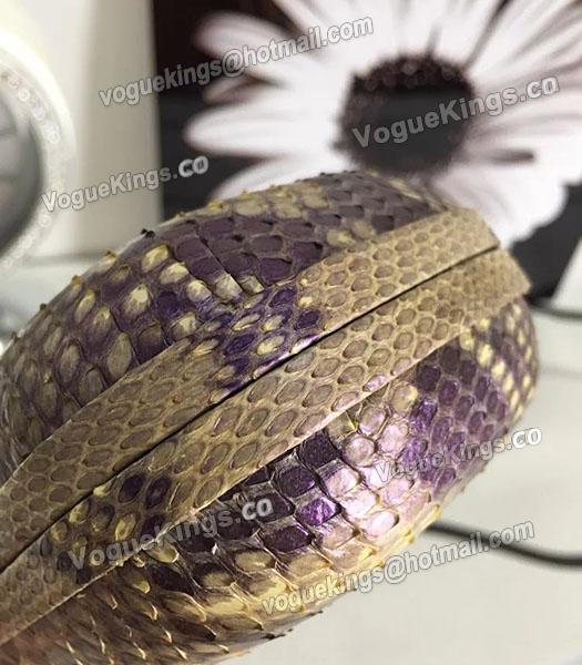 Bottega Veneta 25cm Knot Snake Veins Leather Clutch Bag Purple&Gold-4
