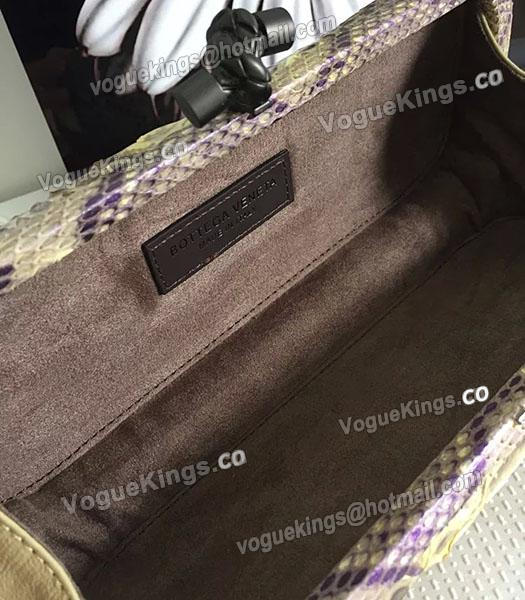 Bottega Veneta 25cm Knot Snake Veins Leather Clutch Bag Purple&Gold-5