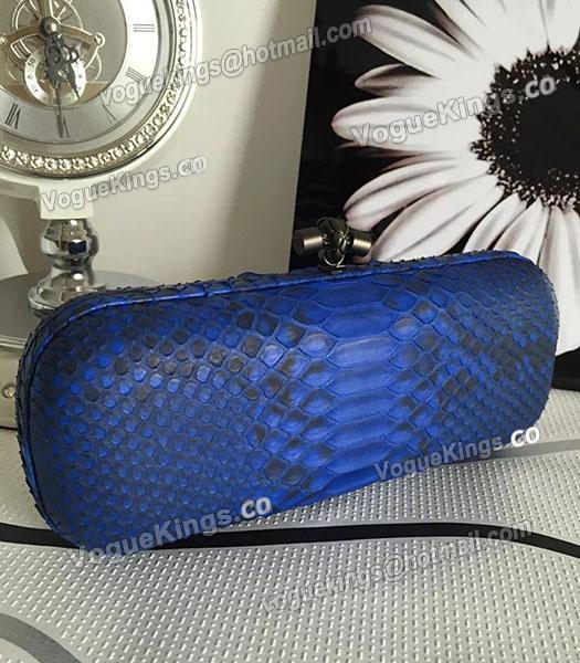 Bottega Veneta 25cm Knot Snake Veins Leather Clutch Bag Sapphire Blue-2