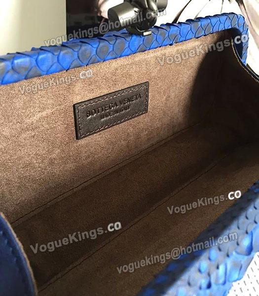 Bottega Veneta 25cm Knot Snake Veins Leather Clutch Bag Sapphire Blue-3