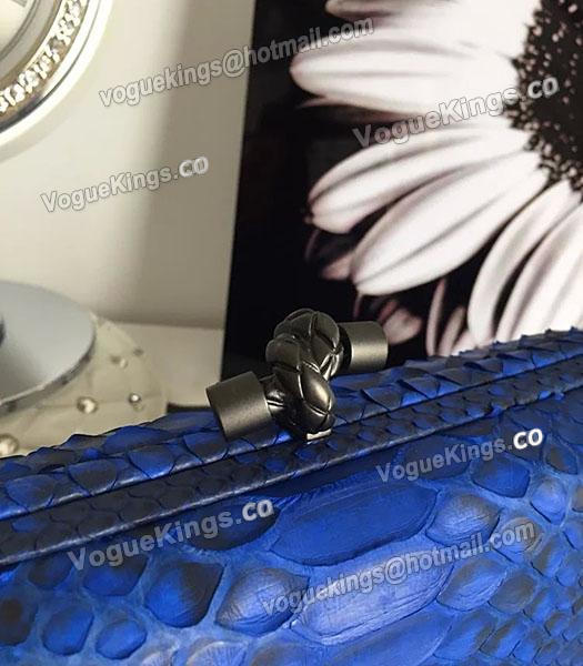 Bottega Veneta 25cm Knot Snake Veins Leather Clutch Bag Sapphire Blue-5
