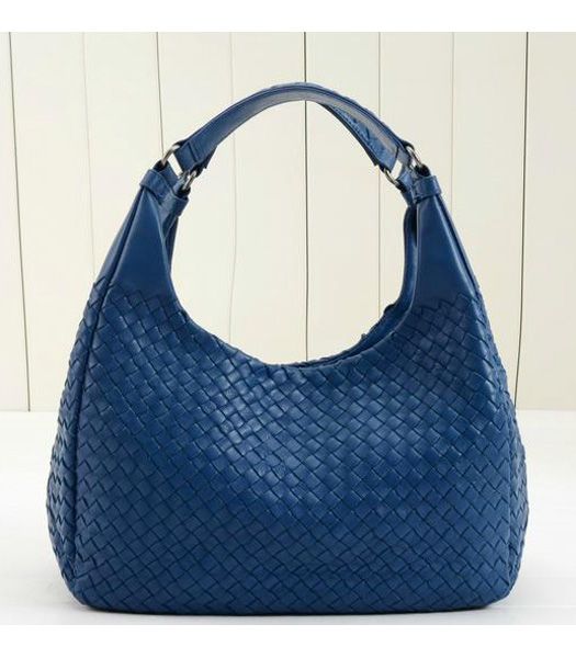Bottega Veneta Campana Woven Hobo Handbag Blue