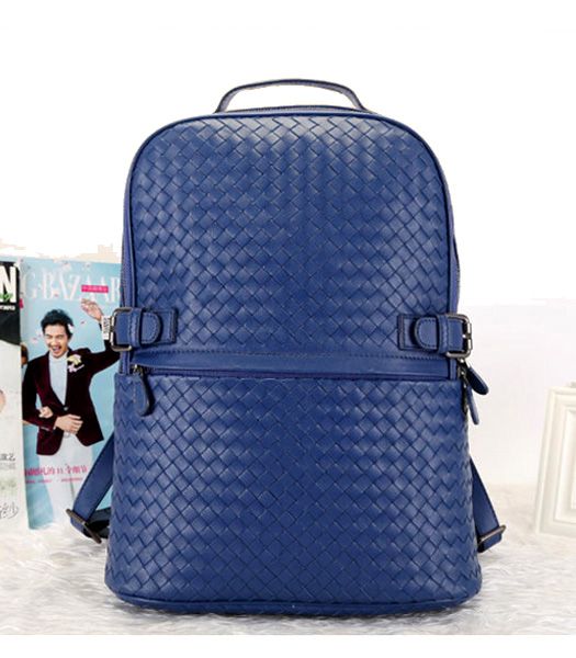 Bottega Veneta Drawstring Backpack Color Blue Lambskin