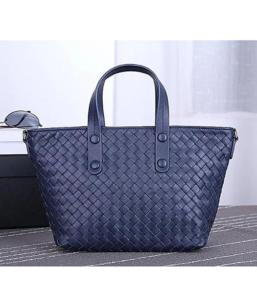 Bottega Veneta High-quality Woven Deep Blue Leather Tote Bag