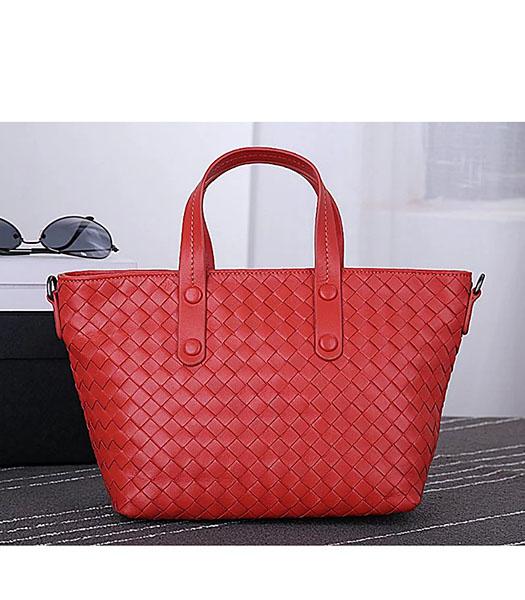 Bottega Veneta High-quality Woven Red Leather Tote Bag