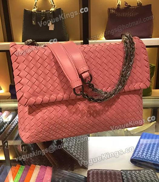 Bottega Veneta Imported Sheepskin Weave Shoulder Bag Barbie Pink-2