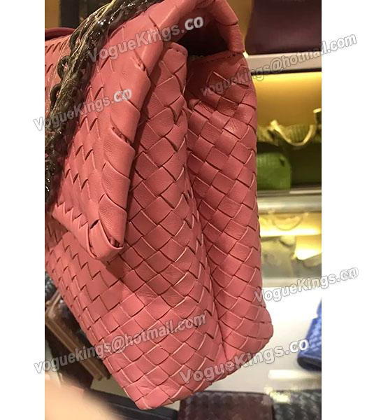 Bottega Veneta Imported Sheepskin Weave Shoulder Bag Barbie Pink-4