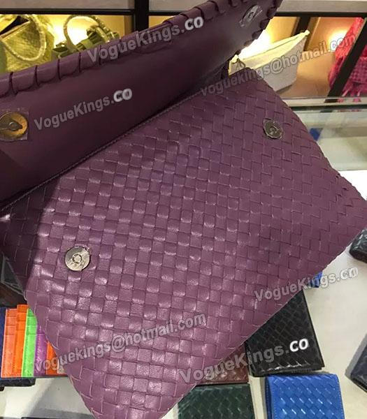 Bottega Veneta Imported Sheepskin Weave Shoulder Bag Grapes Purple-6