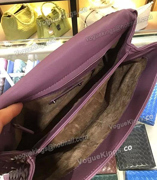 Bottega Veneta Imported Sheepskin Weave Shoulder Bag Grapes Purple-7