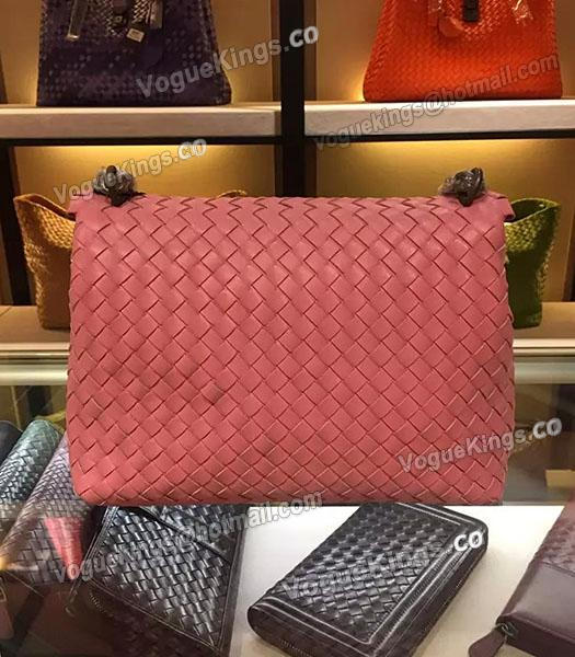 Bottega Veneta Imported Sheepskin Weave Small Shoulder Bag Cherry Pink-1