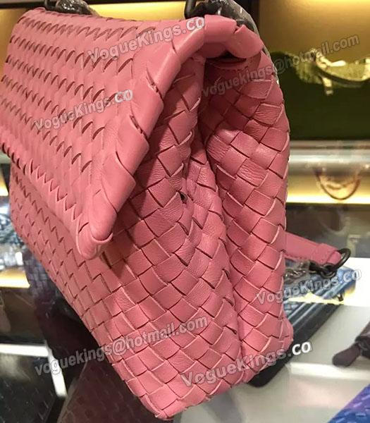 Bottega Veneta Imported Sheepskin Weave Small Shoulder Bag Cherry Pink-5