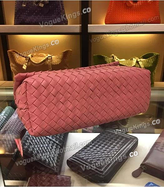 Bottega Veneta Imported Sheepskin Weave Small Shoulder Bag Cherry Pink-6