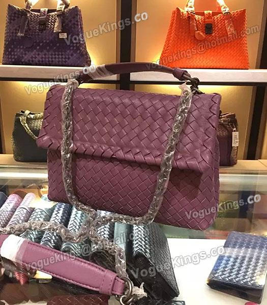 Bottega Veneta Imported Sheepskin Weave Small Shoulder Bag Grapes Purple-3
