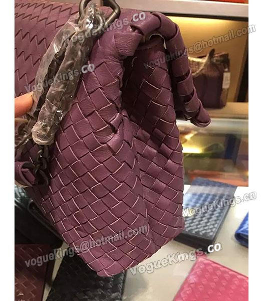 Bottega Veneta Imported Sheepskin Weave Small Shoulder Bag Grapes Purple-4