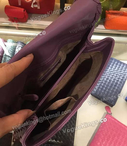 Bottega Veneta Imported Sheepskin Weave Small Shoulder Bag Grapes Purple-5