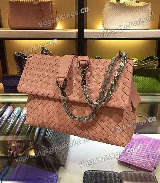 Bottega Veneta Imported Sheepskin Weave Small Shoulder Bag Pink-2