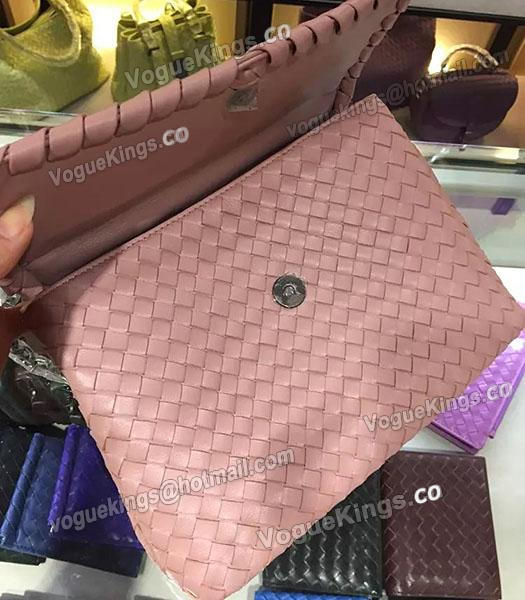 Bottega Veneta Imported Sheepskin Weave Small Shoulder Bag Pink-5