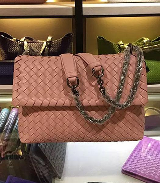Bottega Veneta Imported Sheepskin Weave Small Shoulder Bag Pink