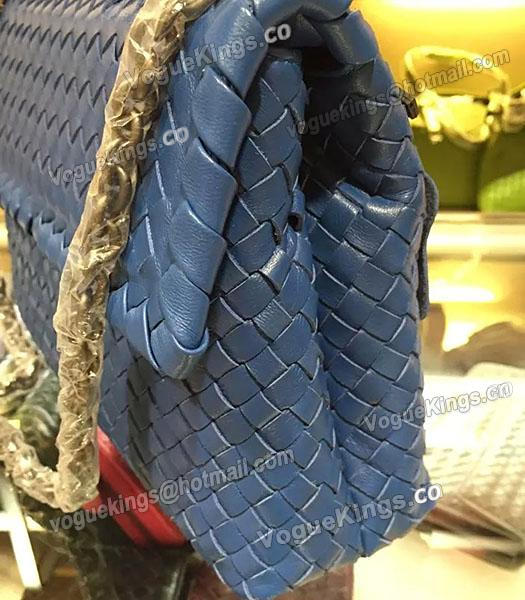 Bottega Veneta Imported Sheepskin Weave Small Shoulder Bag Sapphire Blue-4
