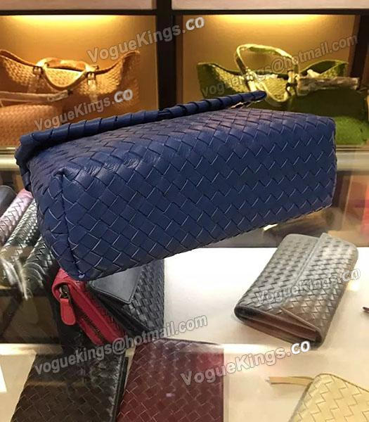 Bottega Veneta Imported Sheepskin Weave Small Shoulder Bag Sapphire Blue-5
