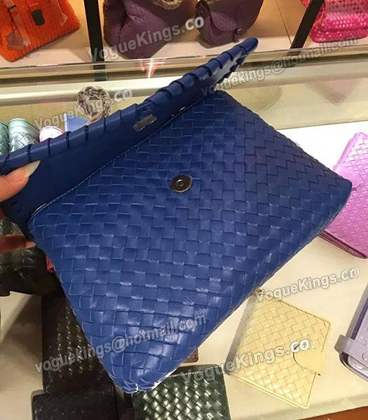 Bottega Veneta Imported Sheepskin Weave Small Shoulder Bag Sapphire Blue-6