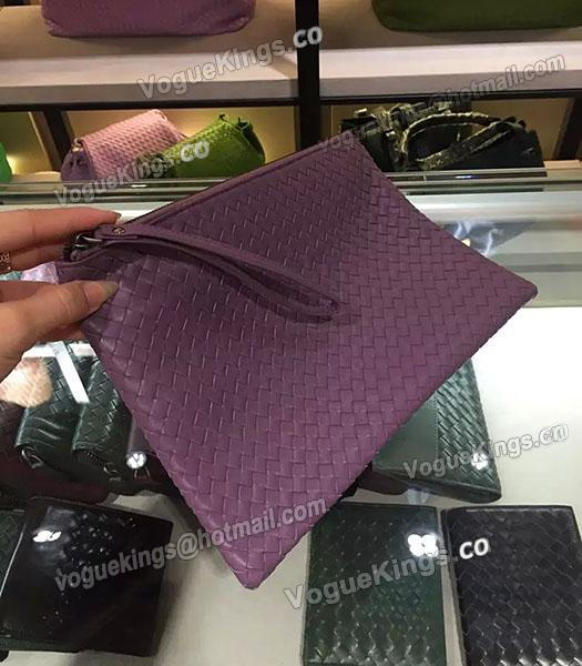 Bottega Veneta Intrecciato Lambskin Small Clutch Bag Grapes Purple-3