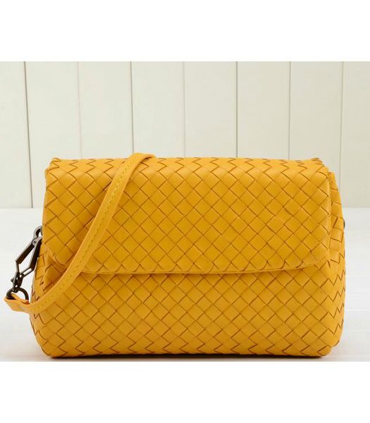 Bottega Veneta Intrecciato VN Flap Small Shoulder Bag Yellow