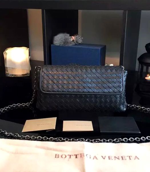 Bottega Veneta Intrecciato VN Small Flap Shoulder Bag Black