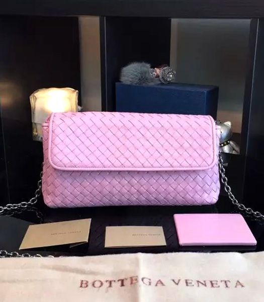 Bottega Veneta Intrecciato VN Small Flap Shoulder Bag Nude Pink