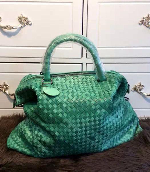 Bottega Veneta Lambskin Weaving Large Tote Bag Color Lake Green