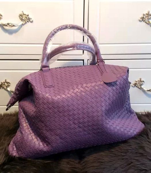 Bottega Veneta Lambskin Weaving Large Tote Bag Pink Purple