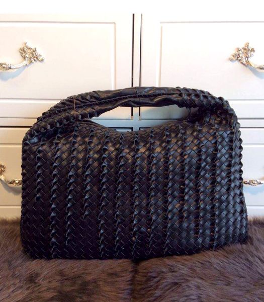Bottega Veneta Woven Black Lambskin Large Hobo Bag