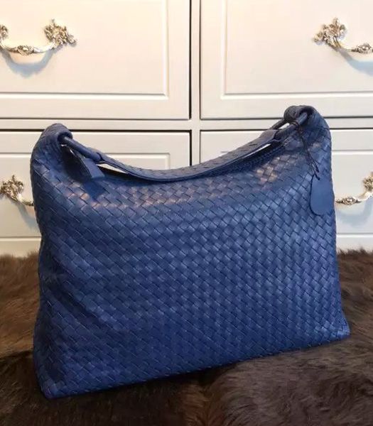 Bottega Veneta Woven Cabas Hobo Shoulder Bag Sapphire Blue