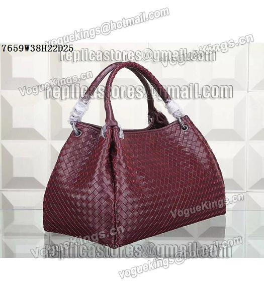 Bottega Veneta Woven Handle Bag Jujube Red-1
